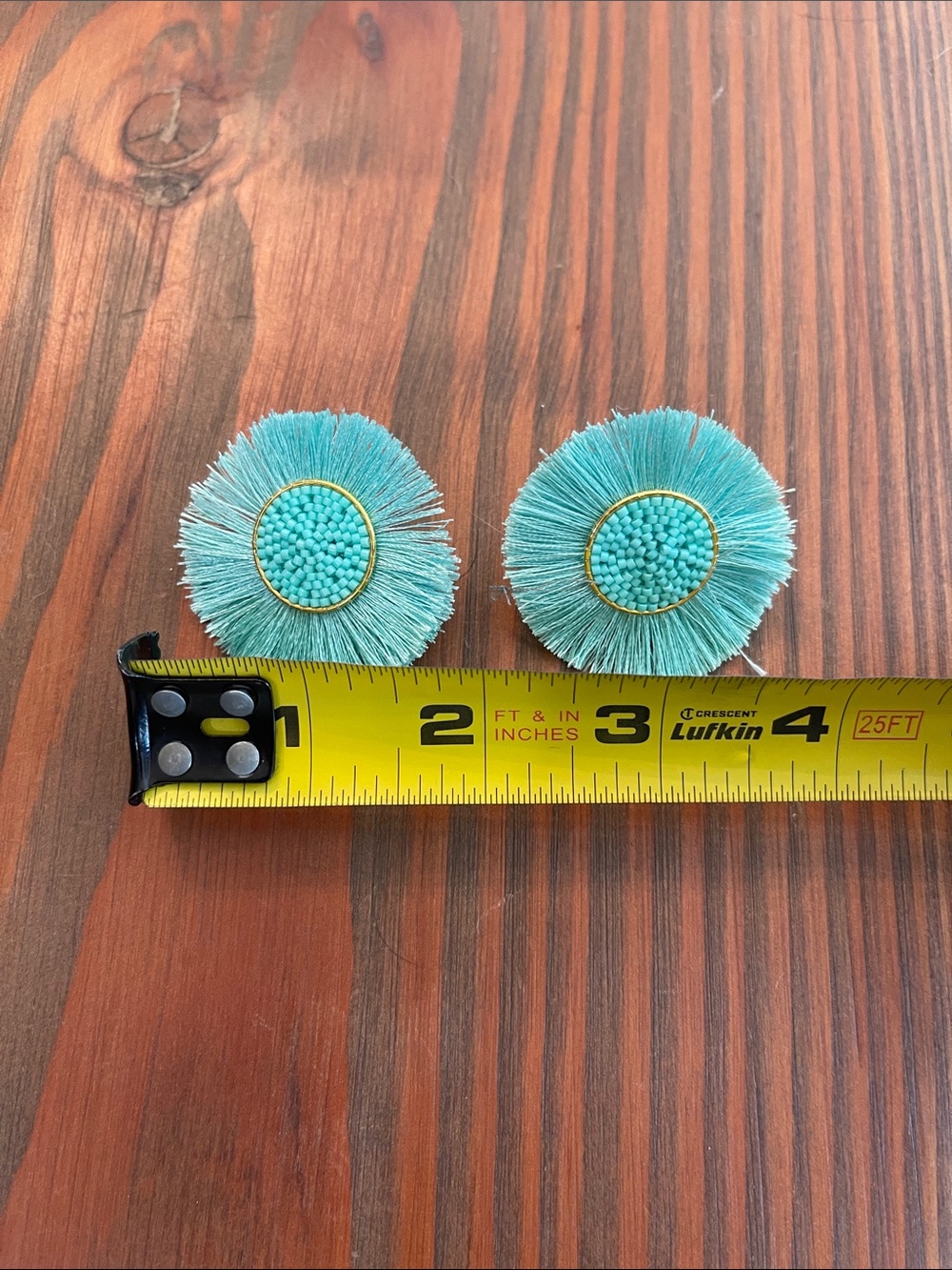 Anthropologie Aqua Blue Fringe Bead Floral Earrings - Picture 2 of 2